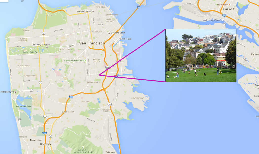 A small park on a round hilltop with butterflies.